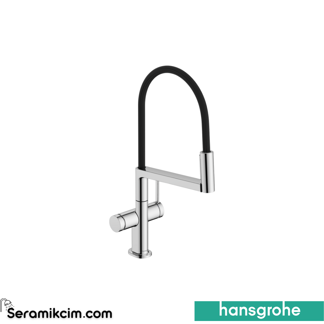 Hansgrohe Talis Select M54 Powderspray Tek Kollu Eviye Bataryası Semi-Pro, 3 Fonksiyonlu Krom 72861000