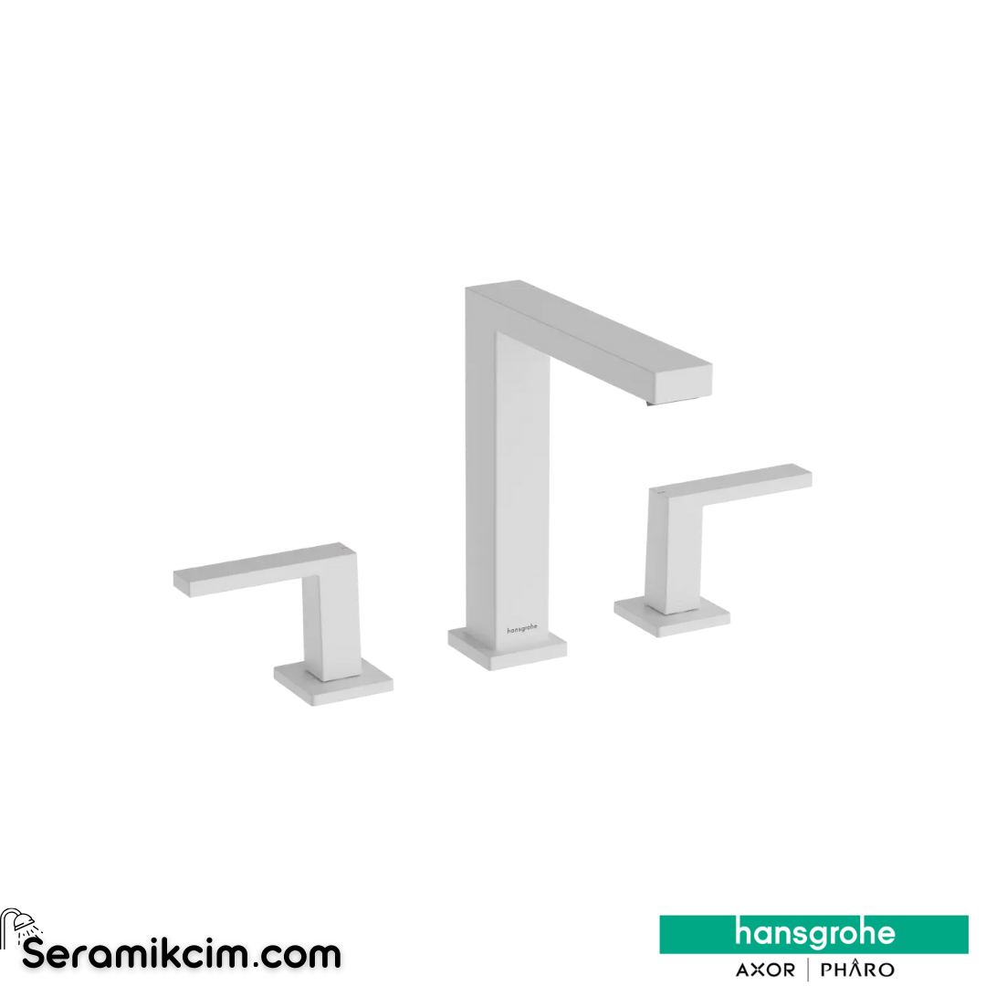 Hansgrohe Tecturis E 3 Delikli Lavabo Bataryası 150 Ecosmart+ Bas-Aç Gider Seti İle Mat Beyaz 73030700