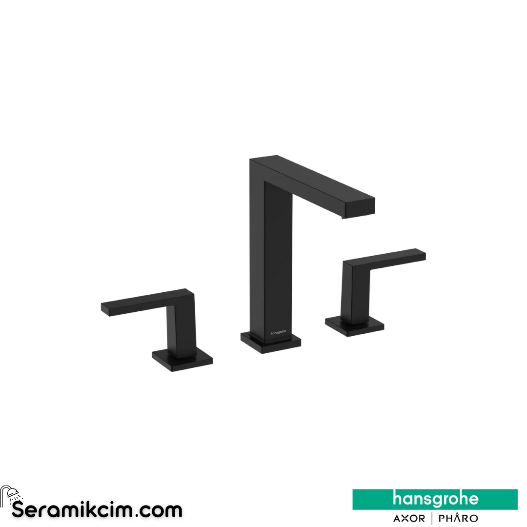 Hansgrohe Tecturis E 3 Delikli Lavabo Bataryası 150 Ecosmart+ Bas-Aç Gider Seti İle Mat Siyah 73030670