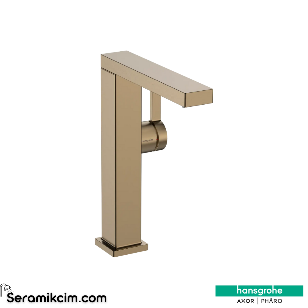 Hansgrohe Tecturis E Lavabo Bataryası 210 Fine Coolstart Ecosmart+ Döner Eviye Bataryası Gaga Bas-Aç Gider Seti İle Mat Bronz 73060140