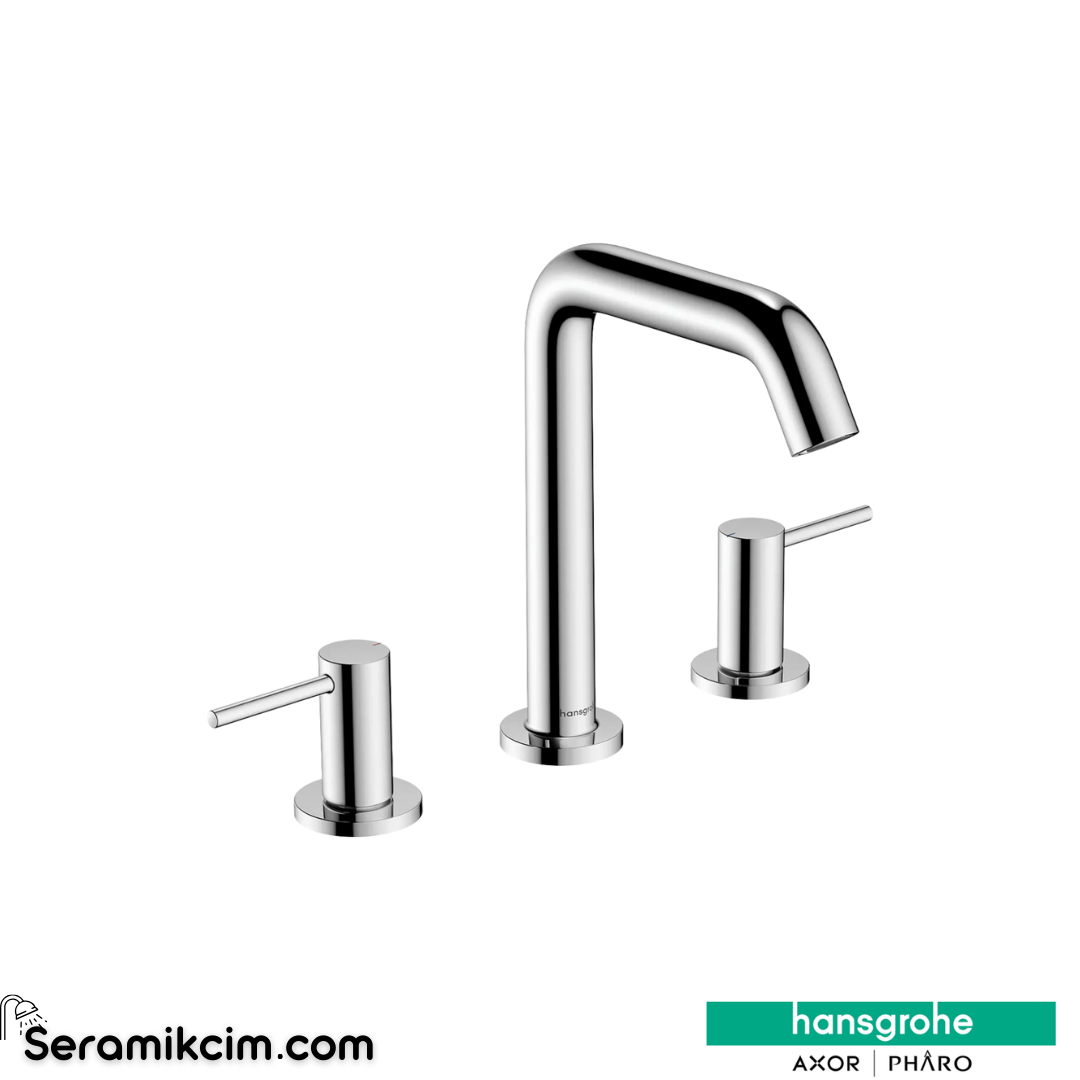 Hansgrohe Tecturis S 150 Lavabo Bataryası 3 Delikli Ecosmart+ Bas-Aç Gider Seti İle Krom 73330000