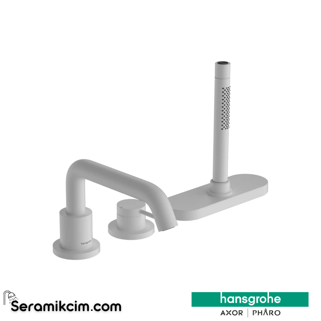 Hansgrohe Tecturis S 3 Delikli Küvet Bataryası Tek Kollu Mat Beyaz 73447700