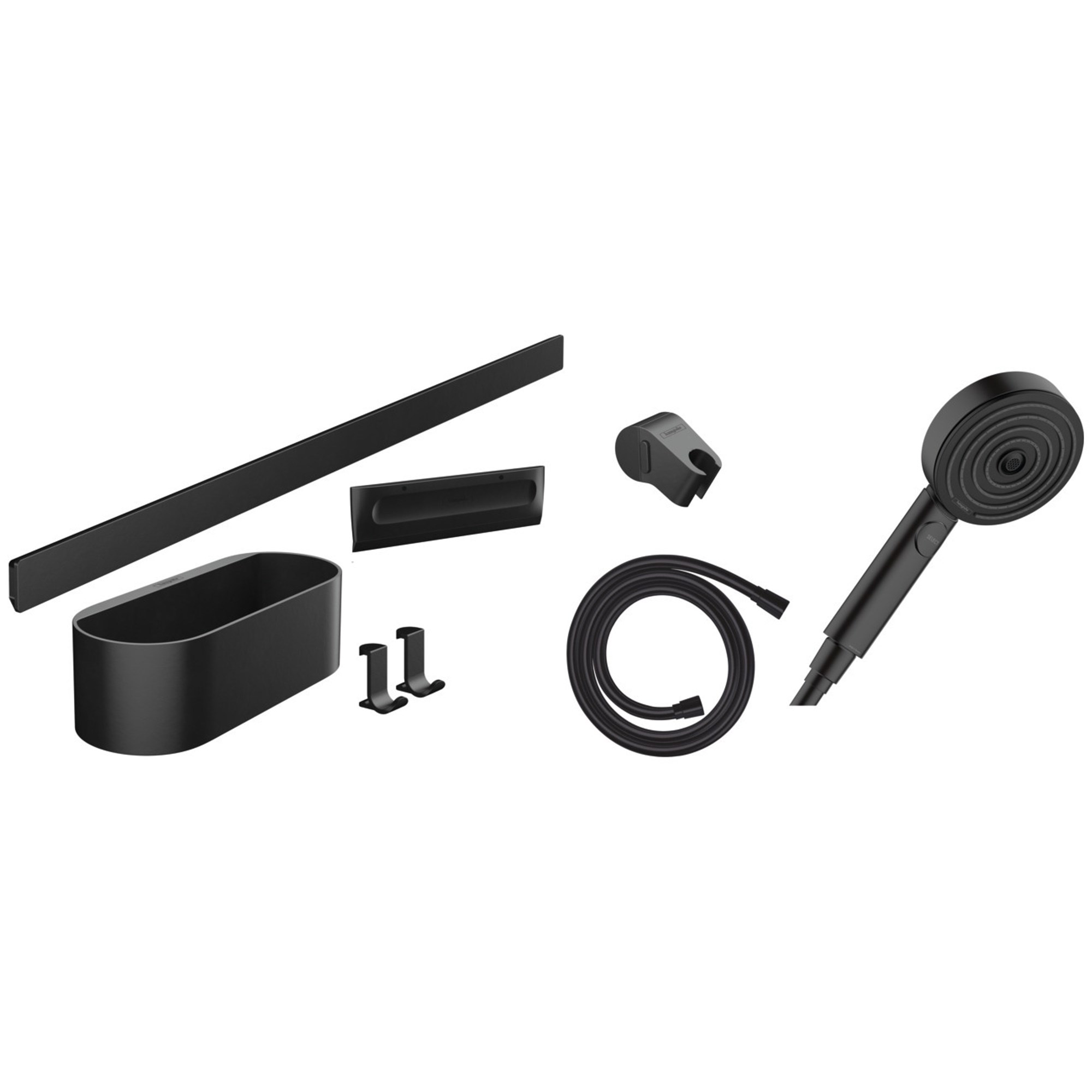 Hansgrohe WallStoris Duş Seti 10,5 cm 3 Fonksiyonlu EcoSmart Activation Depolama Setli Mat Siyah 24291670