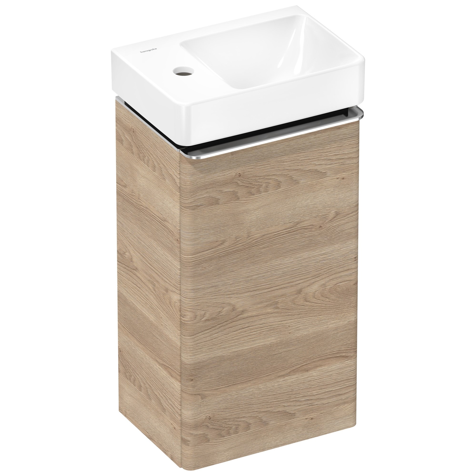 Hansgrohe Xelu Q Lavabolu Banyo Dolabı Seti 34x24,5 cm Sol Etajerli Sol Menteşeli Doğal Meşe 54364000