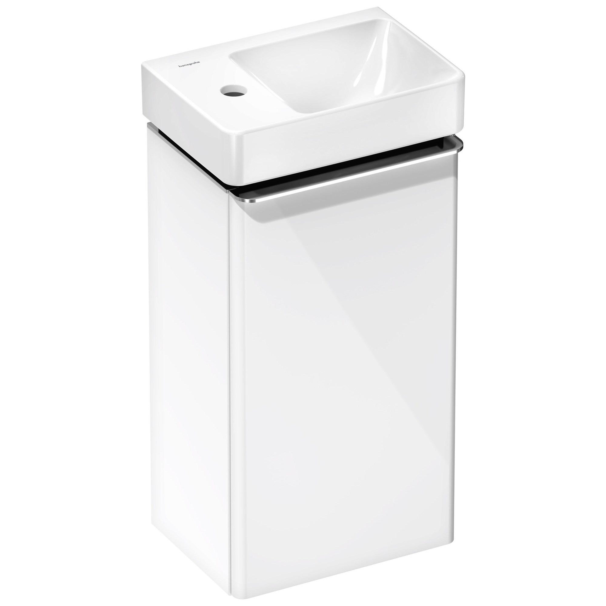 Hansgrohe Xelu Q Lavabolu Banyo Dolabı Seti 34x24,5 cm Sol Etajerli Sol Menteşeli Parlak Beyaz 54362000
