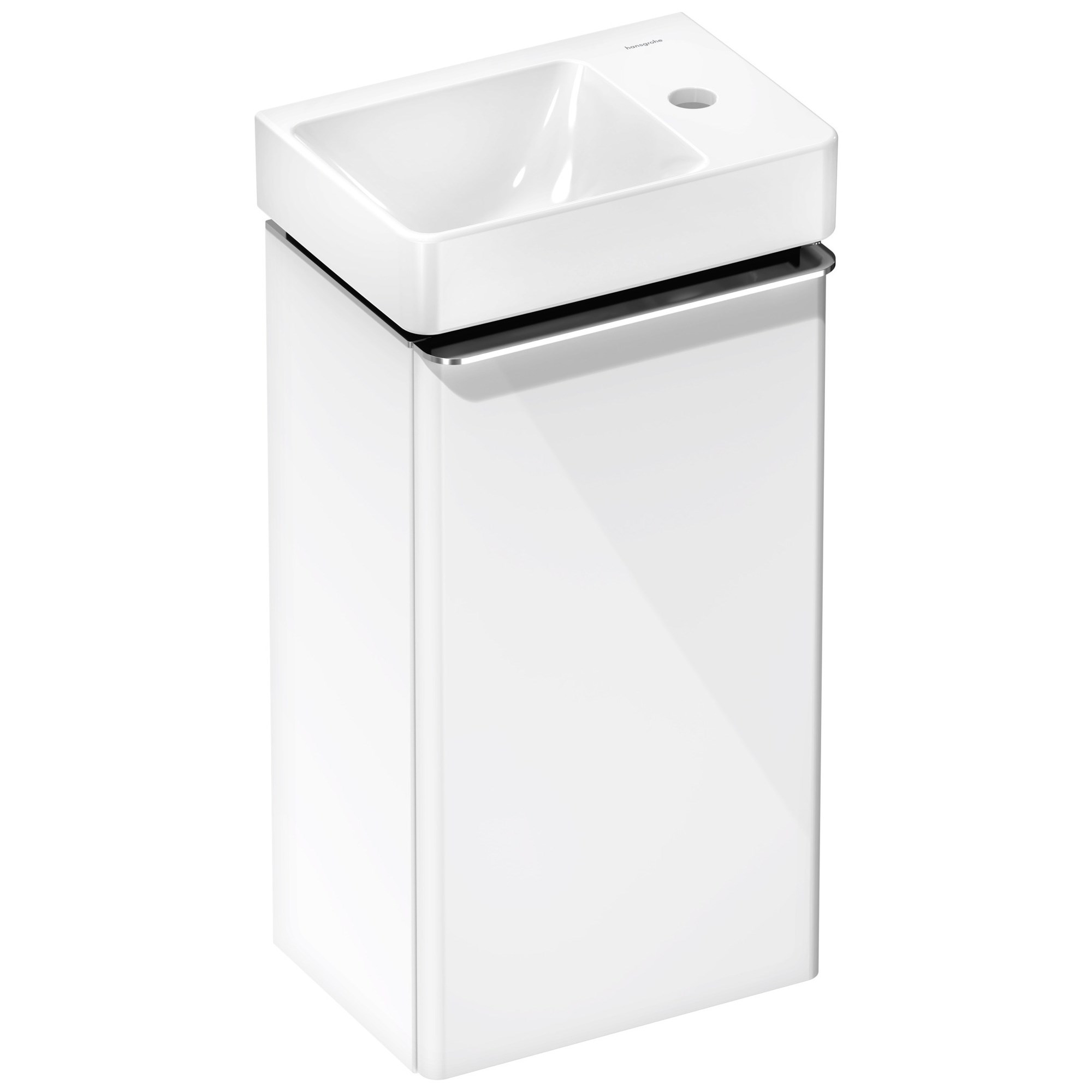 Hansgrohe Xelu Q Lavabolu Banyo Dolabı Seti 34x24,5 cm Sağ Etajerli Sağ Menteşeli Parlak Beyaz 54365000