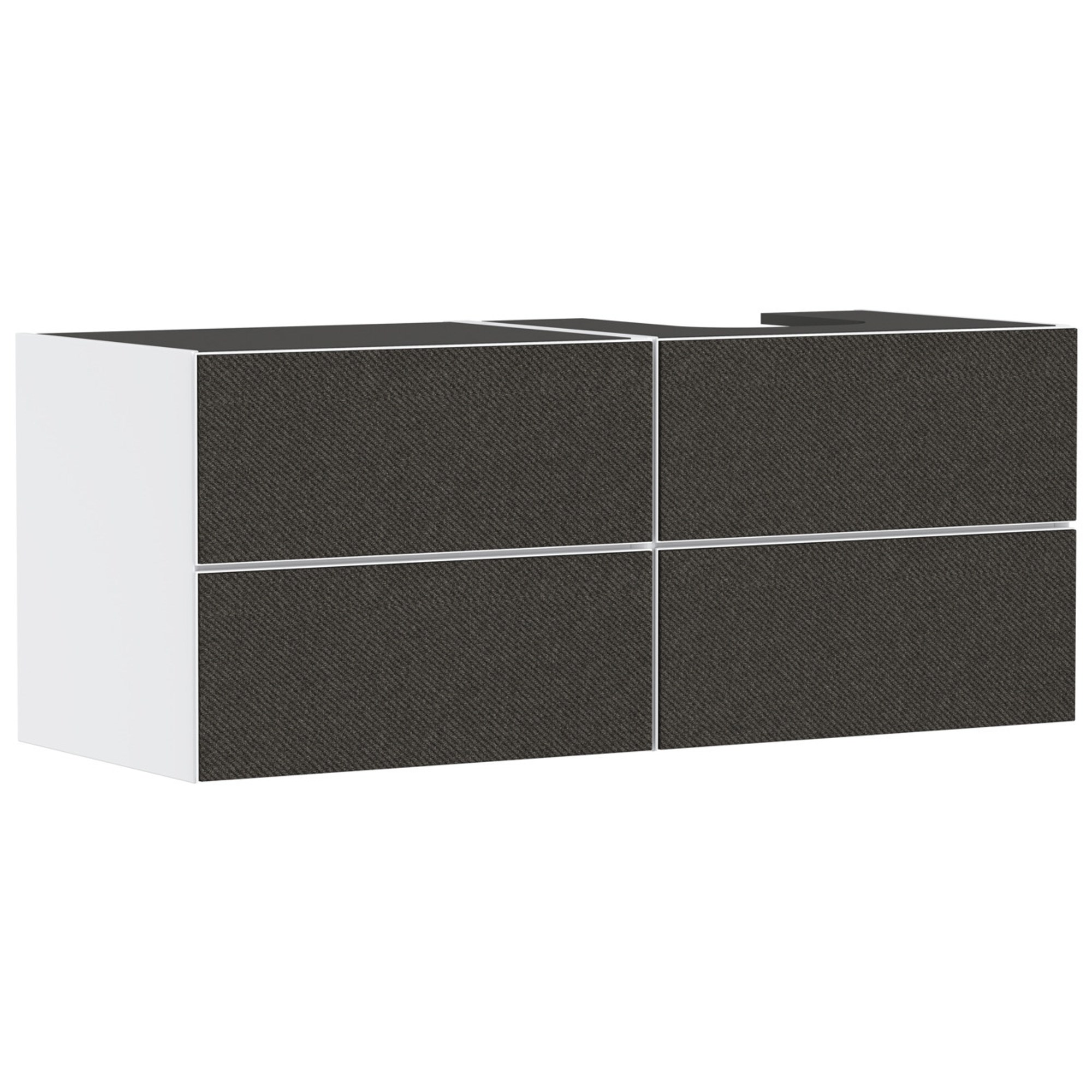 Hansgrohe Xevolos E Lavabo Dolabı 137x55 cm 4 Çekmeceli Konsol İçin Sağ Mat Beyaz-Koyu Gri Tekstil 54239660