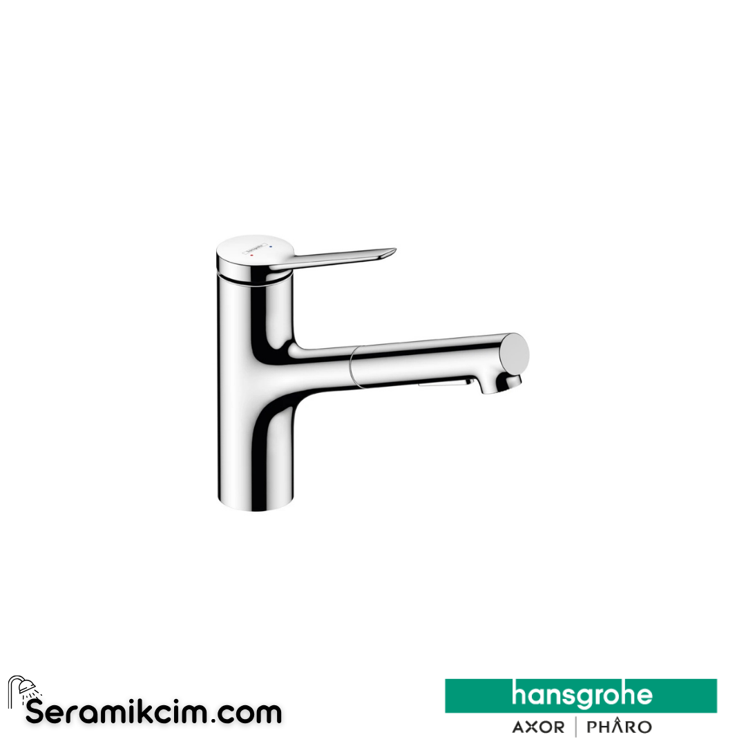 Hansgrohe Zesis M33 Tek Kollu Eviye Bataryası 150, 2Jet Spiralli Krom 74800000
