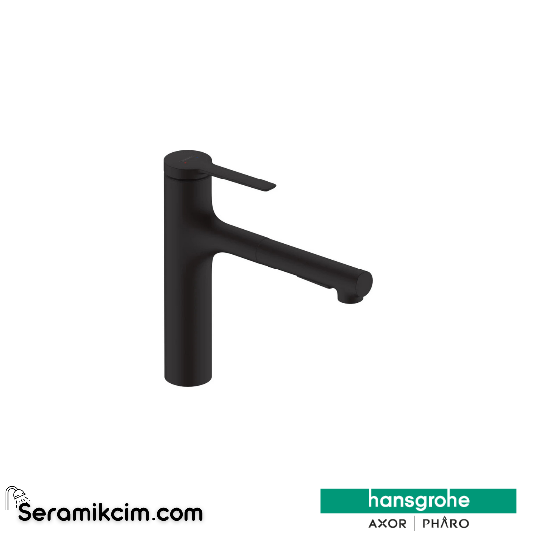 Hansgrohe Zesis M33 Tek Kollu Eviye Bataryası, 160, 2Jet, Spiralli Mat Siyah 74804670
