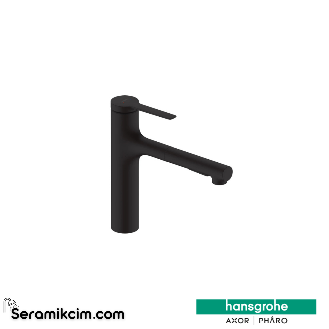Hansgrohe Zesis M33 Tek Kollu Eviye Bataryası 160, 2Jet Spiralli Mat Siyah 74801670