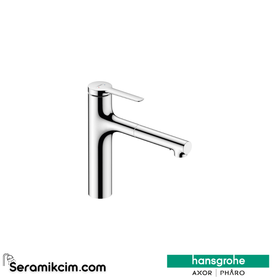 Hansgrohe Zesis M33 Tek Kollu Eviye Bataryası, 160, 2Jet, Spiralli Krom  74804000