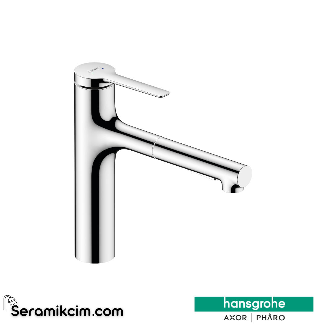 Hansgrohe Zesis M33 Tek Kollu Eviye Bataryası 160, 2Jet Spiralli Krom  74801000