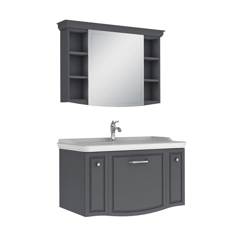 Kale Banyo Arte+ 100cm Set (Lavabo+Lavabo Dolabı+Ayna) Mat Antrasit (Krom) - 610100200755