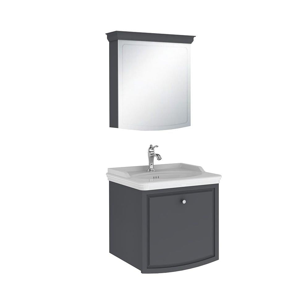 Kale Banyo Arte+ 65 Cm Set Mat Antrasit (Lavabo+Lavabo Dolabı+Ayna Dolabı) Krom Kulp - 610100200765