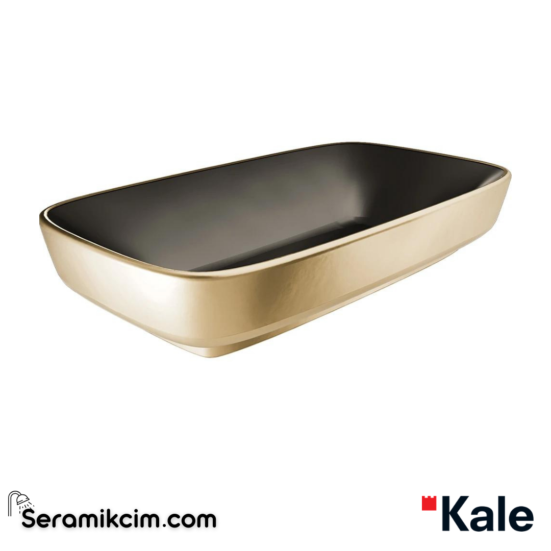 Kale Banyo Dove 70X40 Dikdörtgen Çanak Lavabo Mat Siyah -Altın - 310200200626