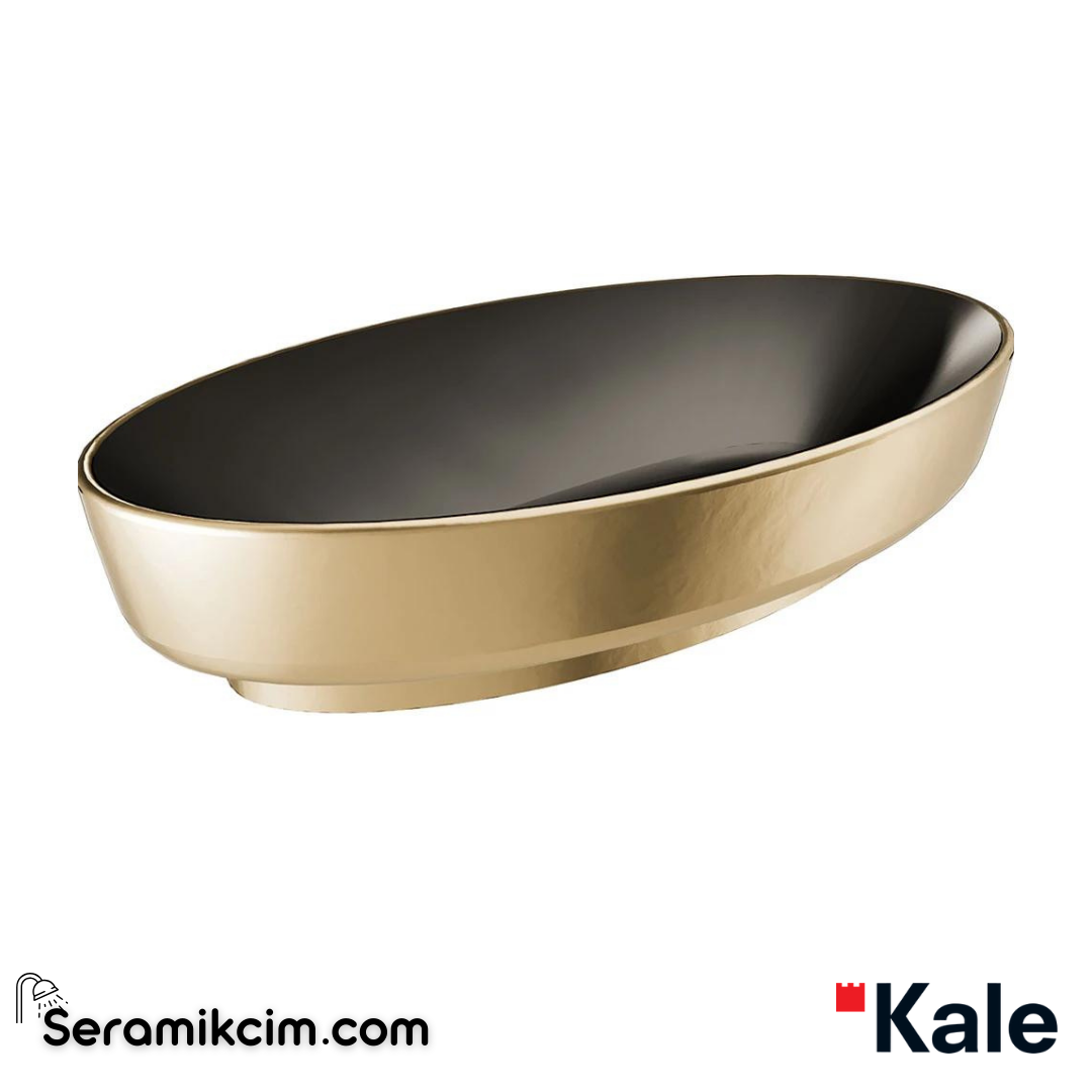 Kale Banyo Dove 70X40 Oval Çanak Lavabo Mat Siyah -Altın - 310200200632