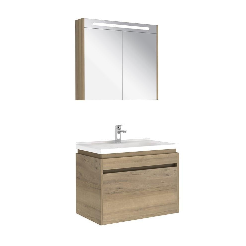 Kale Banyo İdea 2.0 (Durabad) 80Cm Set Pasifik A (Lavabo+Tek Çekmeceli Lavabo Dolabı+Aydınlatmalı Ayna Dolabı) - 610100200492