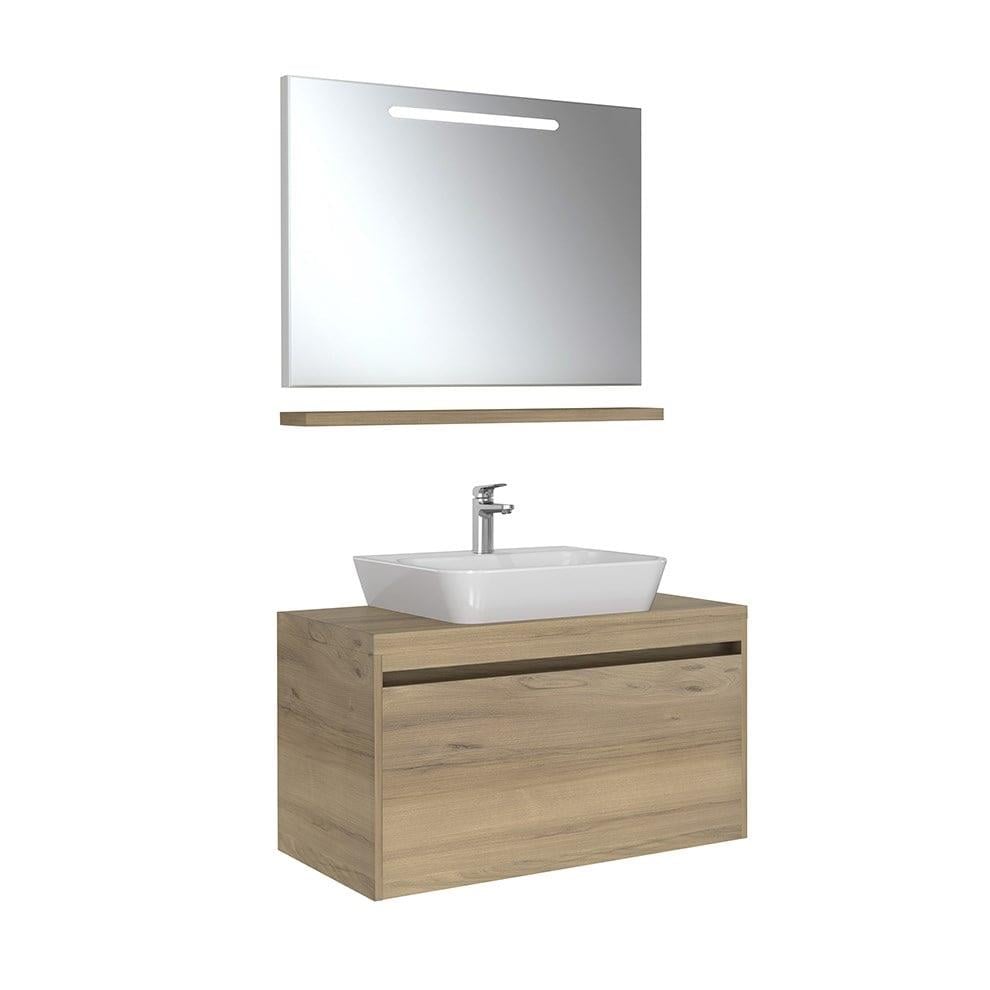 Kale Banyo İdea 2.0 (Durabad) 100Cm Set Pasifik A (Çanak Lavabo+Tek Çekmeceli Lavabo Dolabı+Aydınlatmalı Ayna+Etajer) - 610100200610