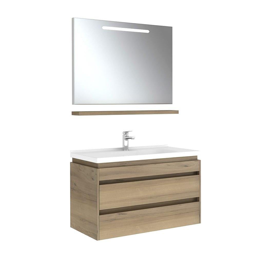 Kale Banyo İdea 2.0 (Durabad) 100Cm Set Pasifik A (Lavabo+Çift Çekmeceli Lavabo Dolabı+Aydınlatmalı Ayna+Etajer) - 610100200532