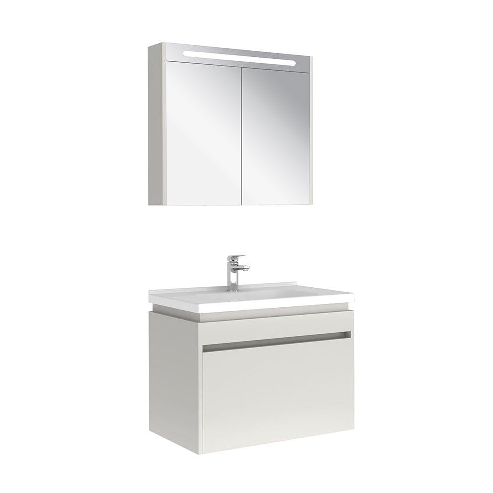 Kale Banyo İdea 2.0 (Durabad) 80Cm Set Parlak Beyaz (Lavabo+Tek Çekmeceli Lavabo Dolabı+Aydınlatmalı Ayna Dolabı) - 610100200490