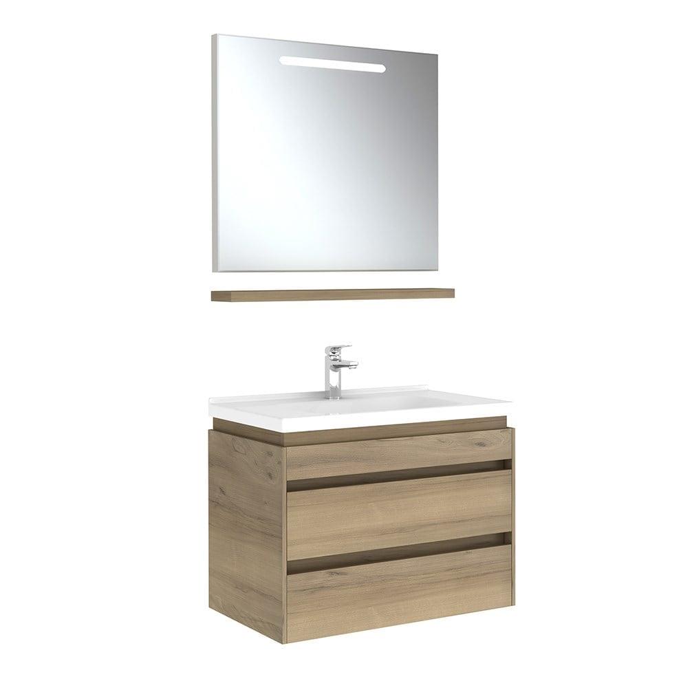 Kale Banyo İdea 2.0 (Durabad) 80Cm Set Pasifik A (Lavabo+Çift Çekmeceli Lavabo Dolabı+Aydınlatmalı Ayna+Etajer) - 610100200528