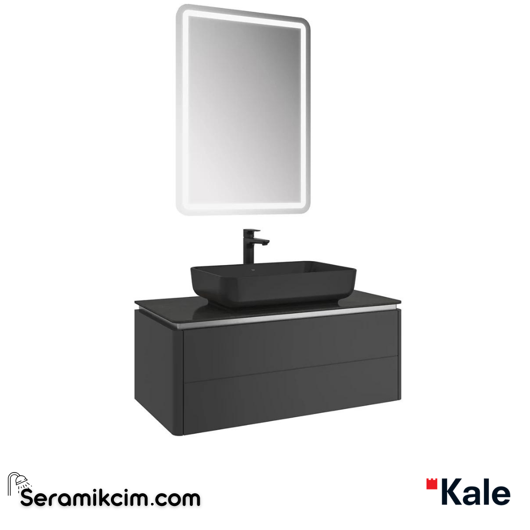 Kale Banyo Lotus 100Cm Dikdörtgen Çanak Lvb+Ayna Set Mat Siyah/Antrasit Tezgah - 610100201426