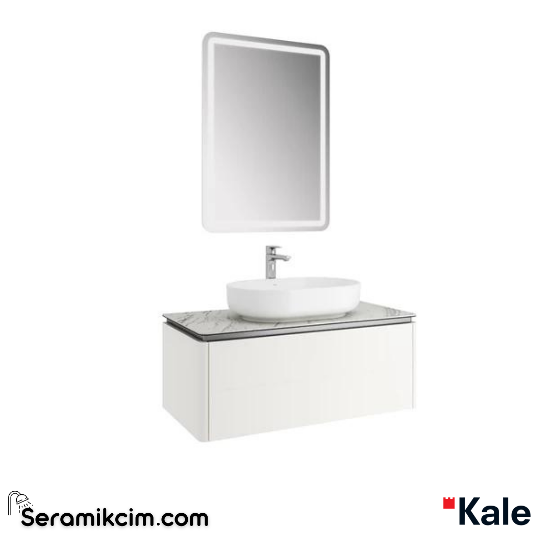 Kale Banyo Lotus 100Cm Dikdörtgen Çanak Lvb+Ayna Set Mat Beyaz/Pallısandro Tezgah - 610100201423