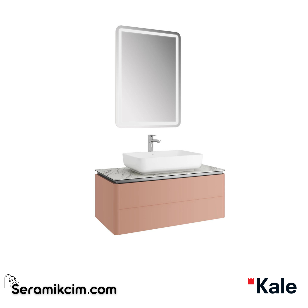 Kale Banyo Lotus 100Cm Dikdörtgen Çanak Lavabo+Ayna Set Mat Şeftali/Pallısandro - 610100201495