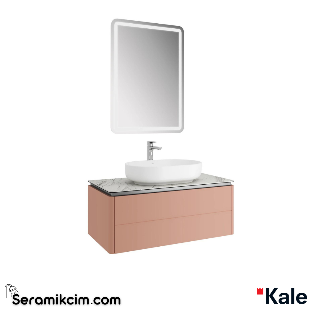 Kale Banyo Lotus 100Cm Oval Çanak Lavabo+Ayna Set Mat Şeftali/Pallısandro - 610100201496