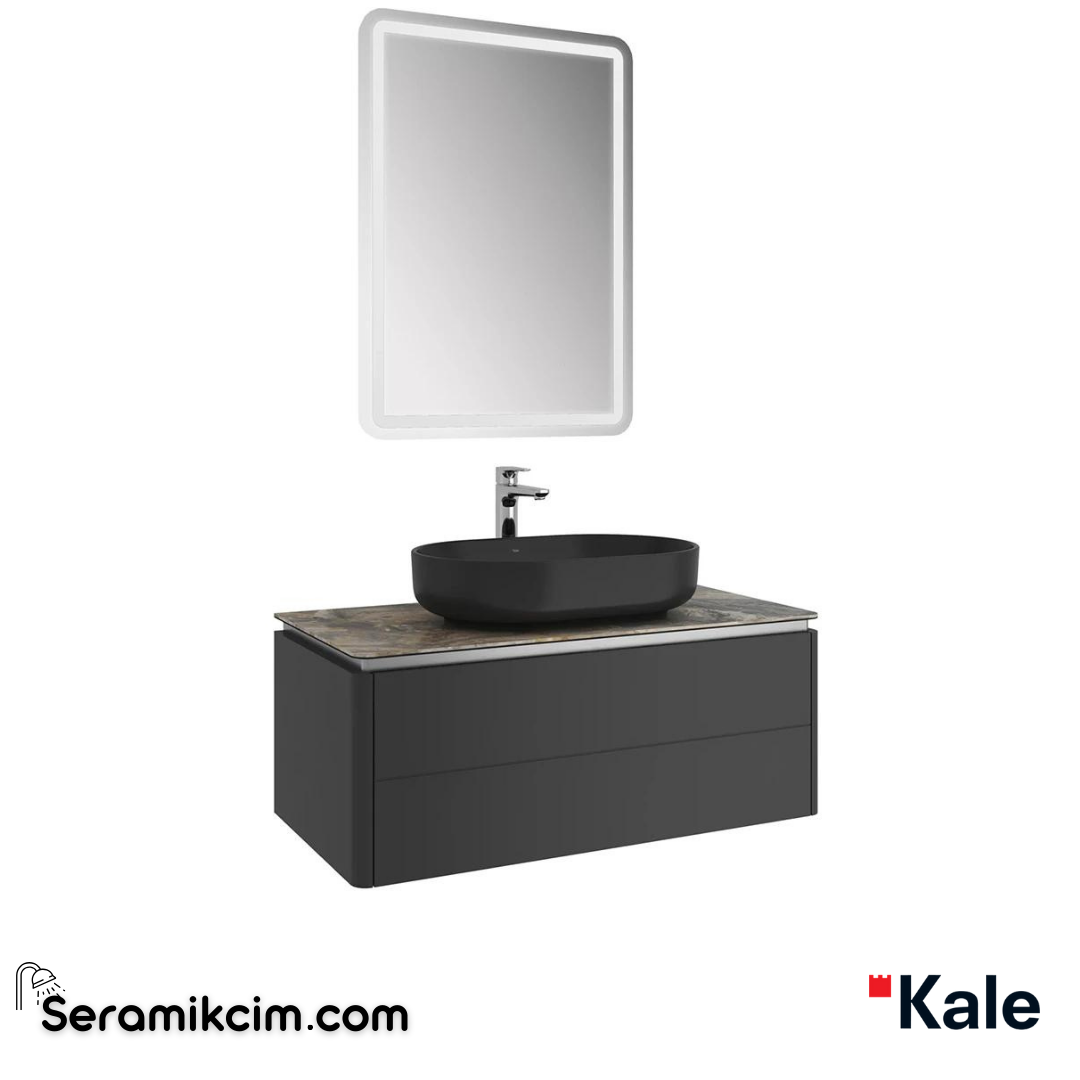 Kale Banyo Lotus 100Cm Oval Çanak Lvb+Ayna Set Mat Siyah/Astroıd Tezgah - 610100201429