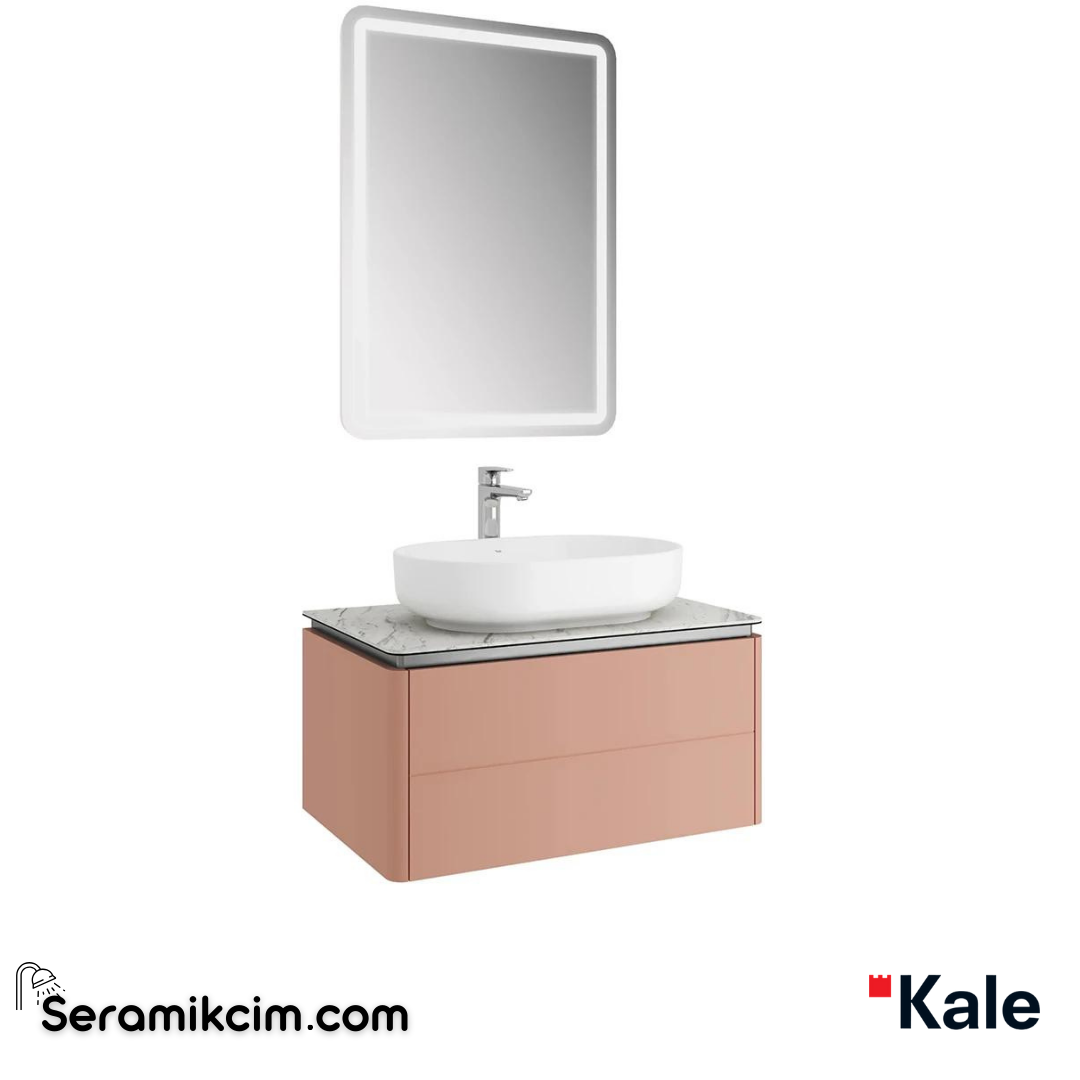 Kale Banyo Lotus 80Cm Oval Çanak Lavabo+Ayna Set Mat Şeftali/Pallısandro - 610100201494