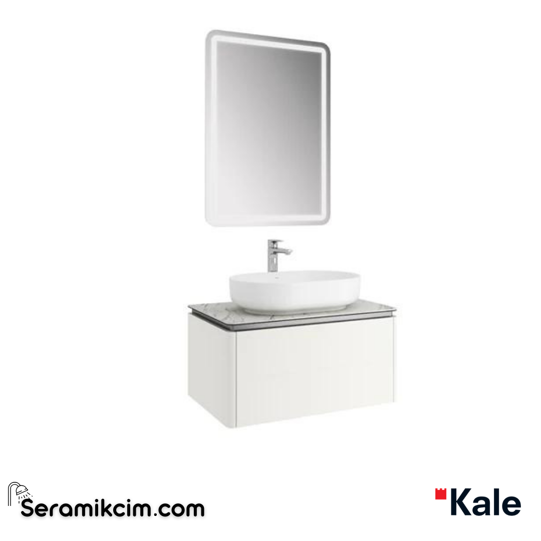 Kale Banyo Lotus 80Cm Oval Çanak Lvb+Ayna Set Mat Beyaz/Pallısandro Tezgah - 610100201419