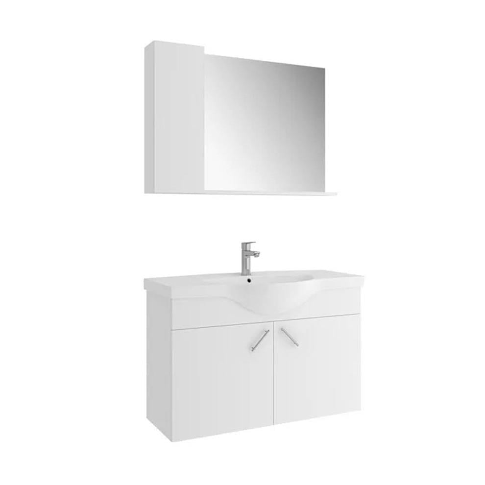 Kale Banyo Mılena 100 Cm Set Beyaz (Lavabo+Lavabo Dolabı+Yarım Dolaplı Ayna) - 610100201140