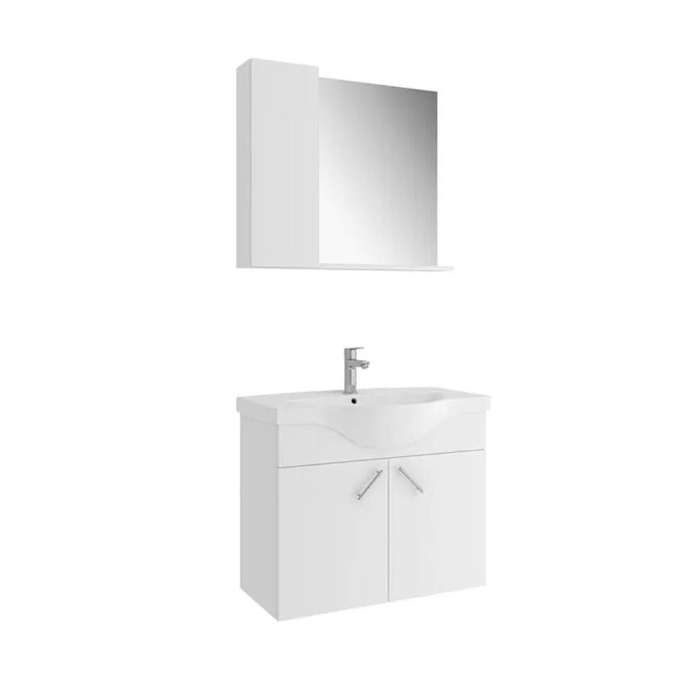 Kale Banyo Mılena 80 Cm Set Beyaz (Lavabo+Lavabo Dolabı+Yarım Dolaplı Ayna) - 610100201139