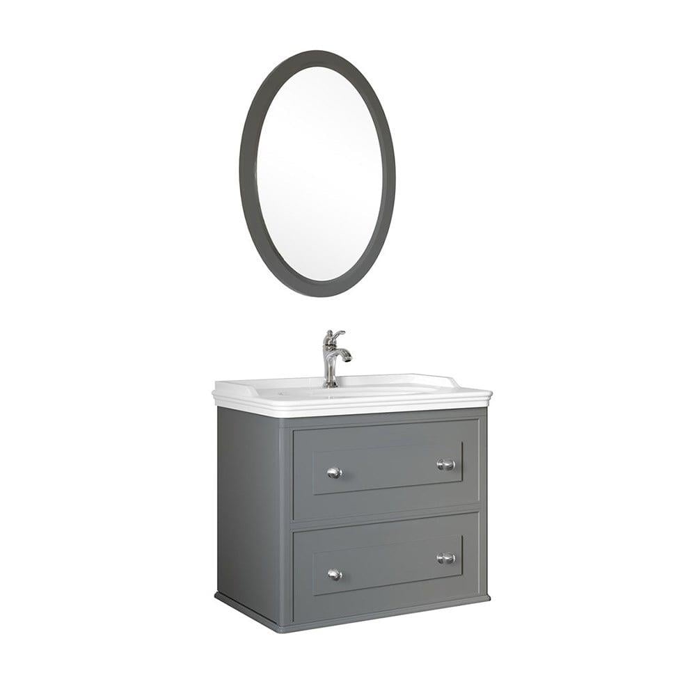 Kale Banyo Mıro 100 Cm Set (Lavabo Dolabı+Ayna) Mat Gri - 610100200142