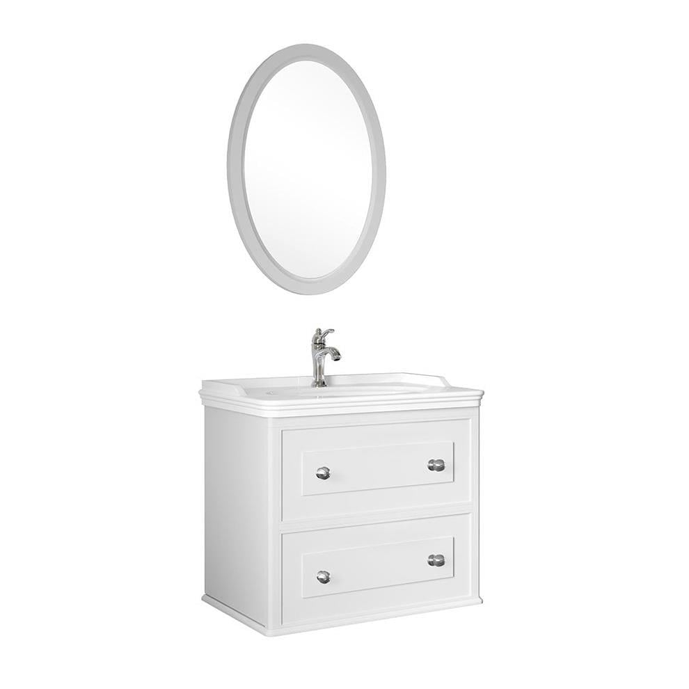 Kale Banyo Mıro 80 Cm Set (Lavabo Dolabı+Ayna) Mat Beyaz - 610100200137