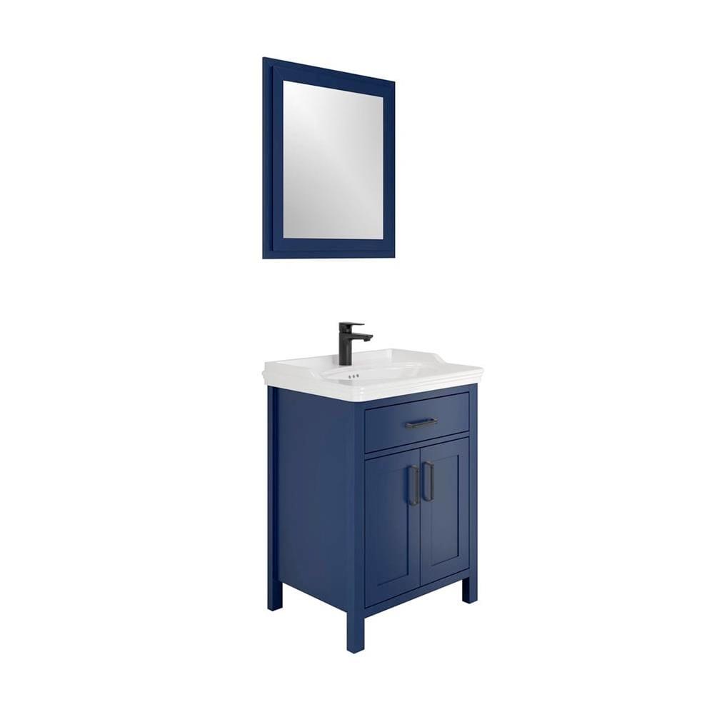 Kale Banyo Vıntage 65Cm Set Mavi (Lavabo+Lavabo Dolabı+Ayna) (Siyah Kulp) - 610100201043