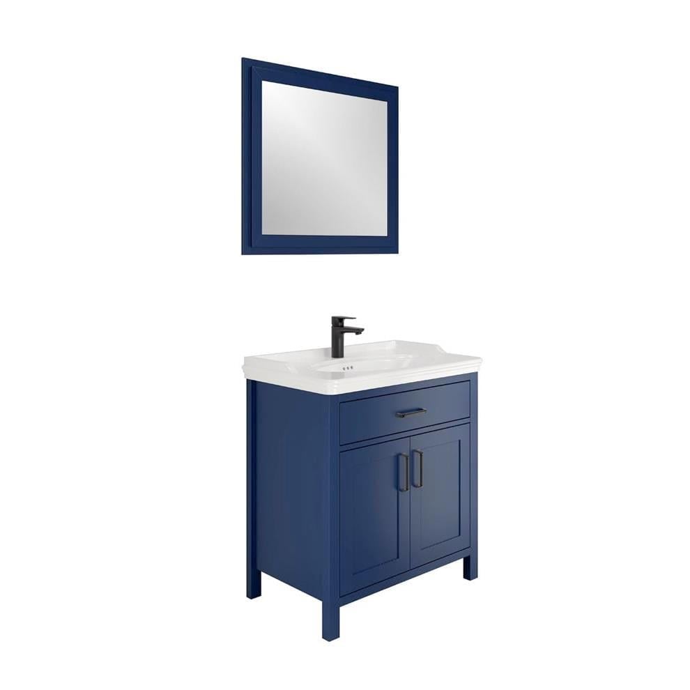 Kale Banyo Vıntage 80Cm Set Mavi (Lavabo+Lavabo Dolabı+Ayna) (Siyah Kulp) - 610100201045
