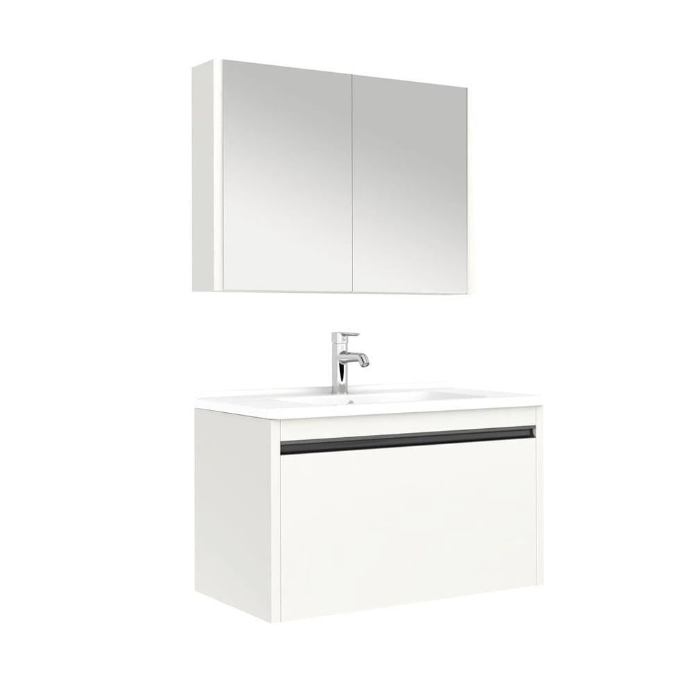 Kale Banyo Vista 100 Cm Set (Zero 2.0 Lavabo+Lavabo Dolabı+Ayna Dolabı) Mat Beyaz - 610100201223