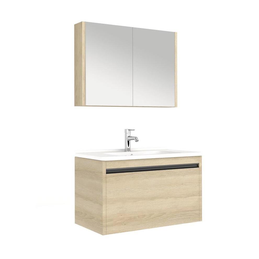 Kale Banyo Vista 100 Cm Set (Zero 2.0 Lavabo+Lavabo Dolabı+Ayna Dolabı) Koyu Meşe - 610100201224