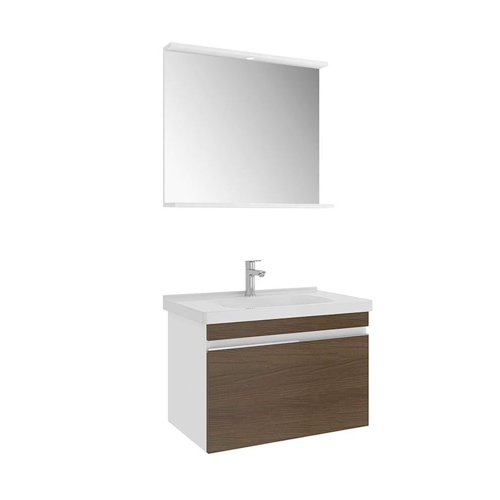 Kale Banyo Woody 80Cm Set Beyaz/Ceviz (Lavabo+Lavabo Dolabı+Aydınlatmalı Ayna Etajer) - 610100200897