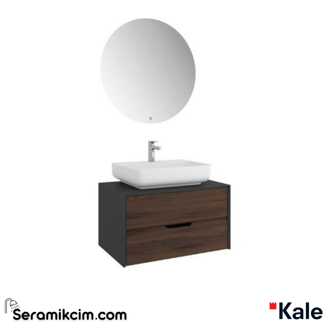 Kale Banyo Zero 2.0 80Cm Set Beyaz/Meşe(Dikdörtgen Mat Beyaz Armatür Bantlı Lavabo) - 610100201336