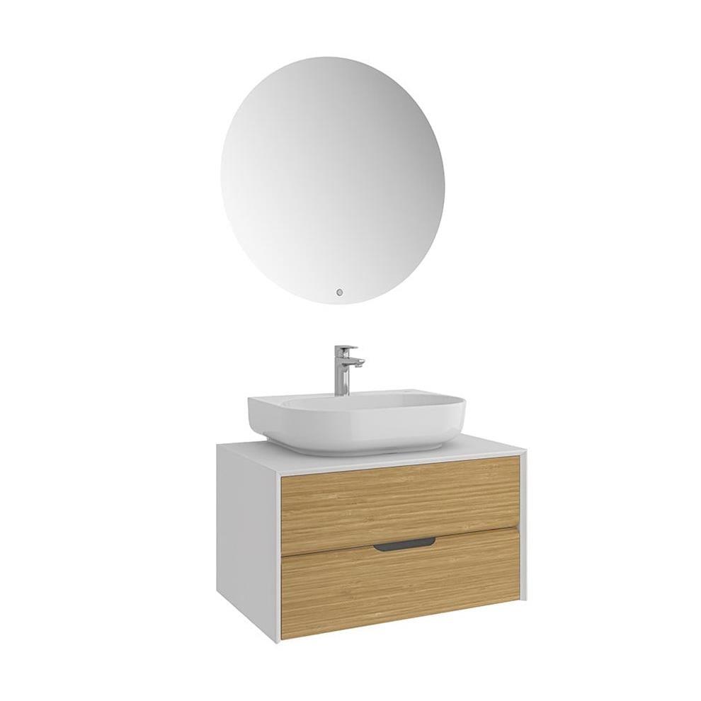 Kale Banyo Zero 2.0 80Cm Set Beyaz/Meşe (Oval Çanak Armatür Bantlı Lavabo) - 610100201073