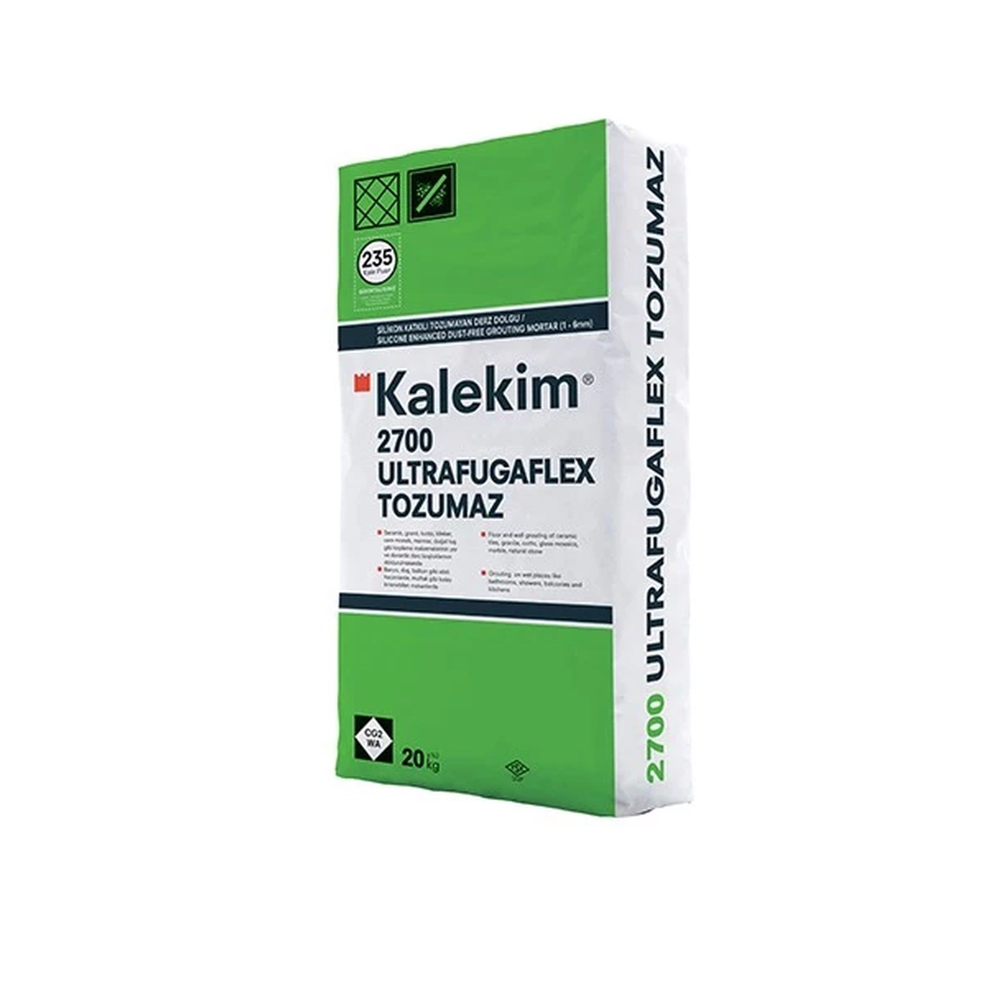 Kalekim 2701 Ultrafuga Flex Tozumaz Silikon Katkılı, Tozumayan Esnek Derz Dolgu (2-20 mm) Beyaz 20 kg 610203001