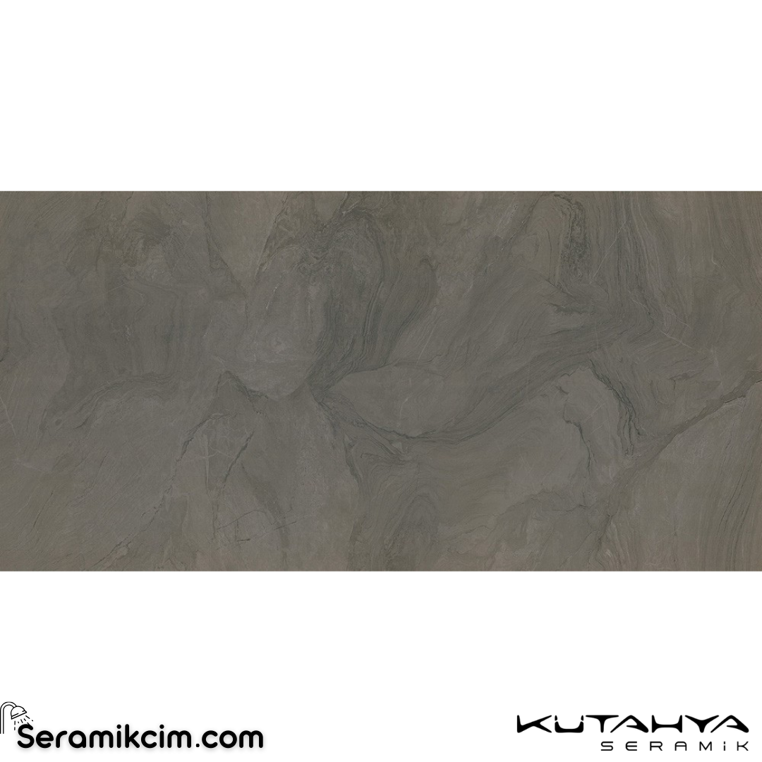 Kütahya Seramik 120x240 Atlantis Antrasit Rektifiye Parl Nano