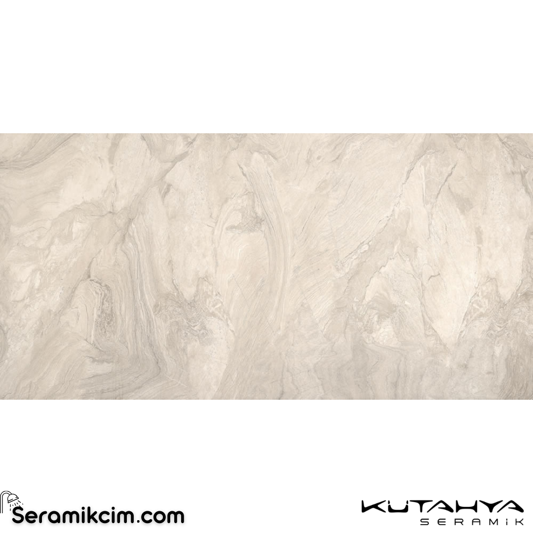Kütahya Seramik 120x240 Atlantis Beyaz Rektifiye Parlak Nano