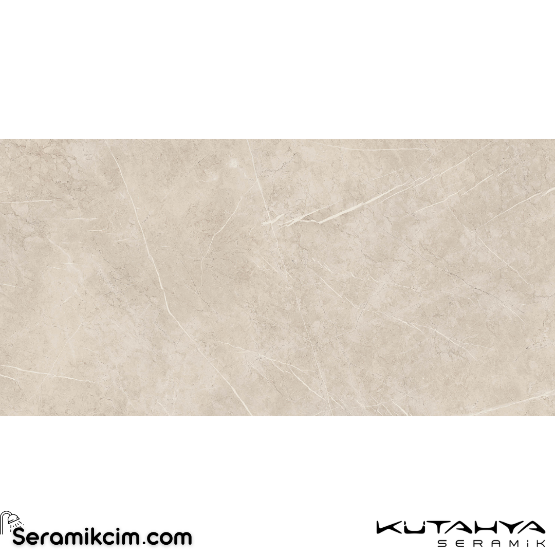 Kütahya Seramik 60x120 Alesta Krem Rektifiye Parlak Nano