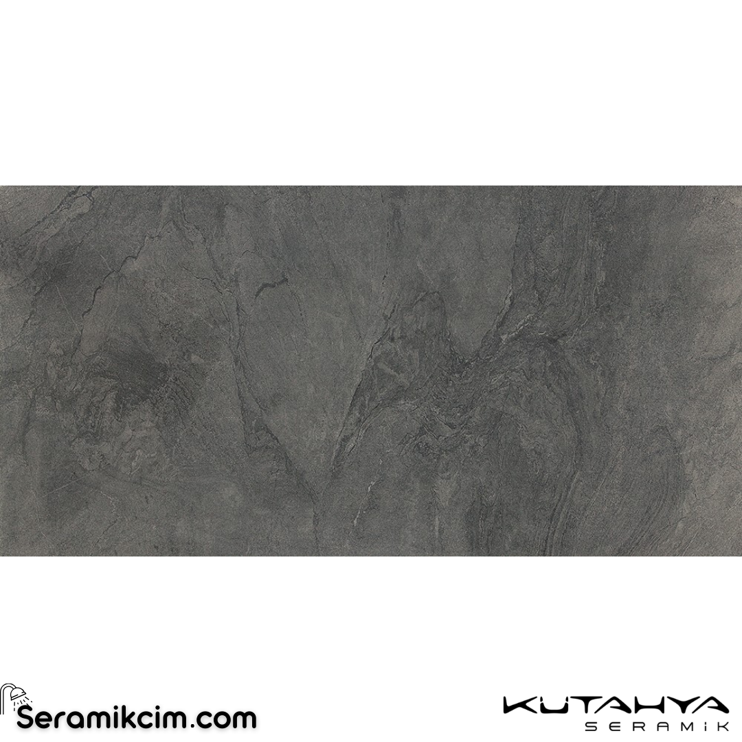 Kütahya Seramik 60x120 Atlantis Antrasit Rektifiye Parlak Nano