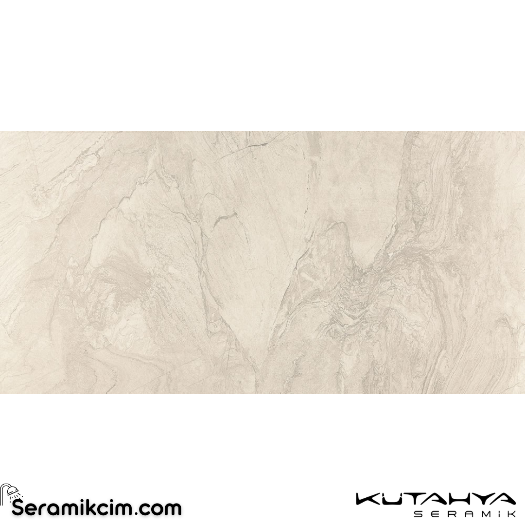 Kütahya Seramik 60x120 Atlantis Beyaz Rektifiye Parlak Nano