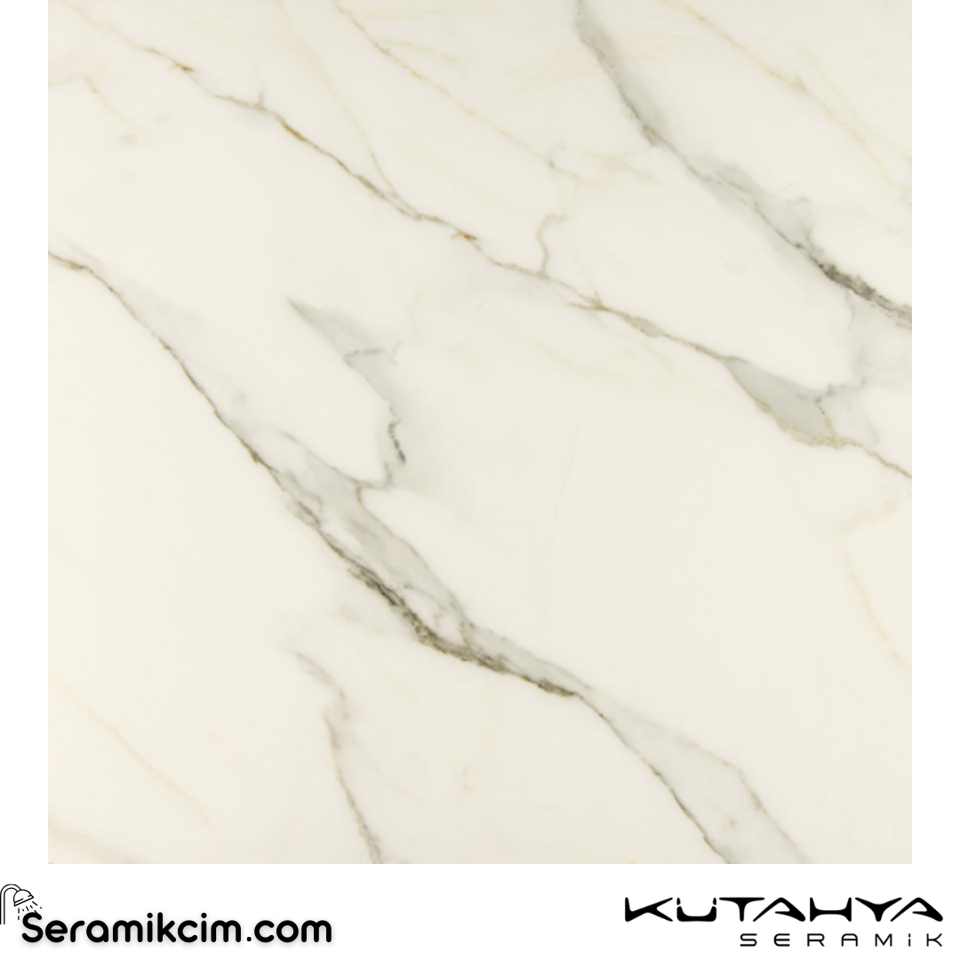 Kütahya Seramik 80x80 Calacatta Rektifiye Parlak Nano